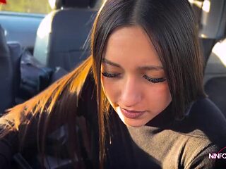 Mia Veloure Deep-Throats Stranger in Parking Lot Car