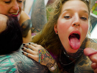 Tattooed Girls Go Crazy in Anal Group Fuck