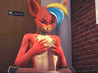 Foxy & futanari deer in steamy animated action
