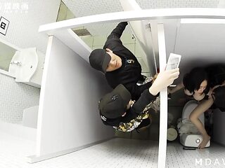 Steamy bathroom affair with a horny couple