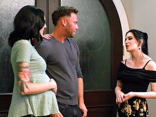 Wife's naughty plan: Brunettes Seth & Anna seduce Charlotte in lacy lingerie
