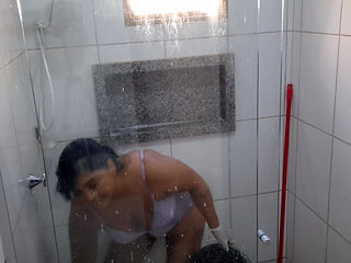 Bathroom Slut: My Sweaty Wife Shows off and Flashes Her Big Pussy While Cleaning!