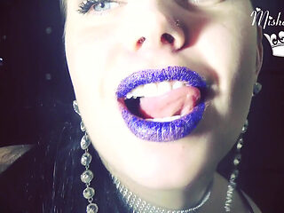 Glamorous blue glittery lips