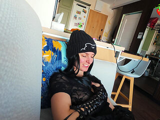 Emo Girl First Gives Blowjob on the Beach and Then Gets Fucked at Home