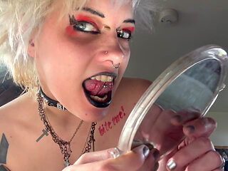 Glitterqueen1999 Mouth Tour with Mirror Black Lipstick