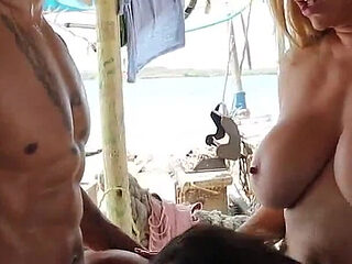 3 Hot Chicks Banged on the Beach!