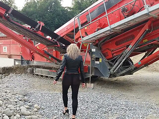 Grandma Is Walking Around in a Gravel Pit Wearing Sheer Leggings!