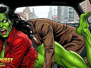 Horny Bitch Gets Her Dose of Sexual Pleasure in a Taxi. Cartoon Comic