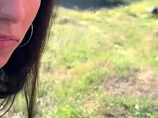 Gangbang in the Mountains - Three Guys Fuck Petite Brunette and Cum Inside Her
