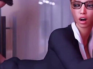 My Boss Secretary Fucks Me in the Office While the Boss Is Right There and He Catches Us