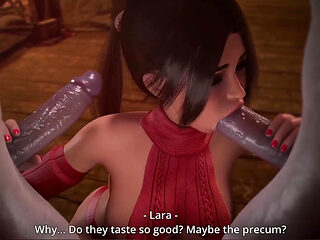 Lara Croft. the Double Penetration Ended with a Cream Pie