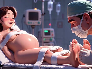 Naughty Doctor Sucking Pregnant Patient Toes in Surgery