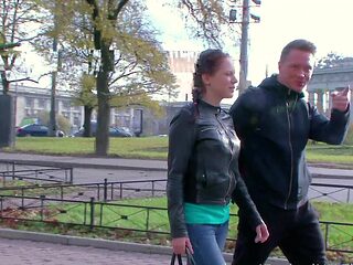 Redheaded Russian bombshell Leksy Fox flaunts her perfect derriere in a steamy teen coupling session