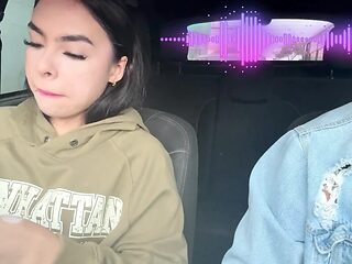 Student Gives Handjob in Car and Makes Him Cum