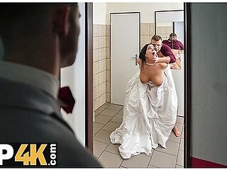 Being Locked In The Bathroom, Sexy Bride Doesnt Lose Time And Seduces Random Guy