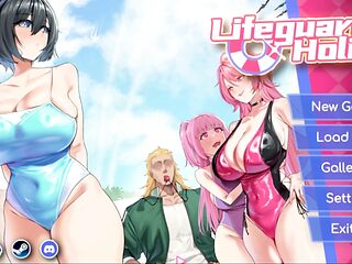 I fuck my 3D life-guard employee and her best friend in an animated adult game!