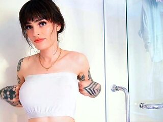 Wet T-Shirt Try-On Haul with a Stunning Tattooed Babe