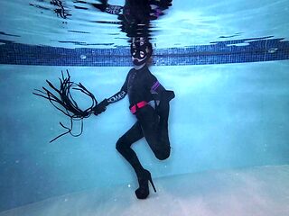 Underwater Wetsuit Dominatrix Tease in Heels