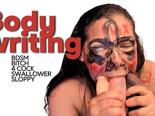 Body Writing Bich BDSM 4 Cocks Fuck My Slave Throat