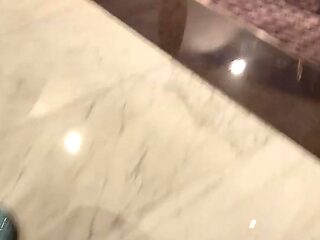 Naughty girl flashes big tits and ass in Vegas