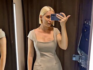 Big tits, fitting room, public outside