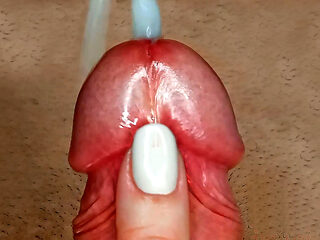 She Caresses His Frenulum and He Quickly Cums