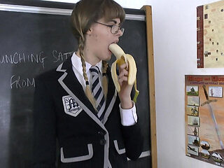 Melissa Eats a Large Banana in Class
