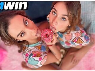 Sweet Threesome With Donuts With Mary Frost And Hazel Dew