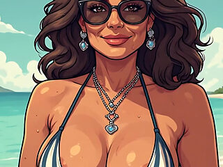 Gorgeous Women at the Beach Bikini Art