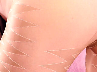 Pantyhose fetish femdom dirty talk, cuckold and CEI sexy point of view POV video squirt masturbation