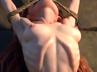 Redhead in Dungeon Bondage - Desperate for Cock in Tight Pussy