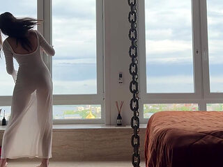 teasing cleaning lady home