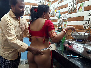 Newly married indian desi wife fucking-hard by her husband in kitchen room