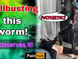 MILF Stepmom Dominates Slave With Brutal Ballbusting & CBT Bondage - Femdom Training Punishment