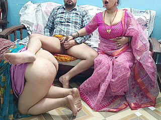 Indian Best Threesome Sex with Maid and Daughter in Law