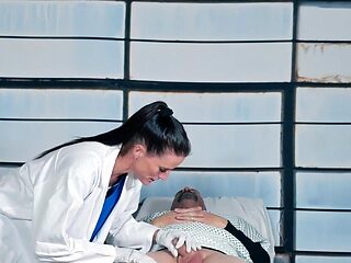Doctor Sofie Marie milking Spike Irons' prostate