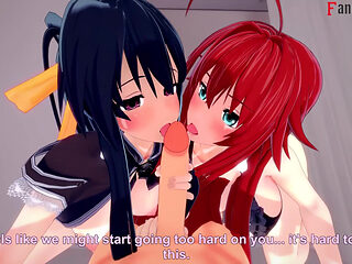 Akeno Joins a Threesome with Rias Gremory - Dxd Ntr Madness Series