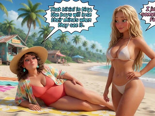 Married Blonde's Beach Tease Becomes Wild House Game with Husband and Young Men (AI generated)