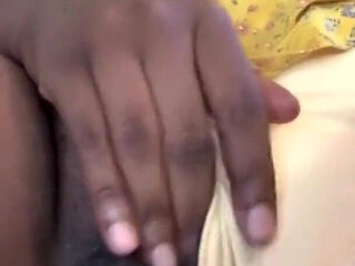 Knickers to the Side Rubbing My Tight Hairy Black Pussy