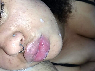 DELICIOUS CREAMPIE ON THE BEAUTIFUL FACE OF THIS GREEDY SLUT