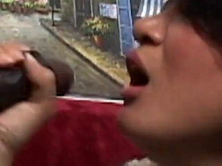 Cute Asian blows his BBC cock and gets milked on her tits