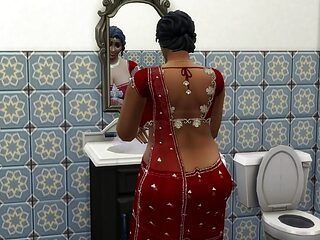 Indian Saree Aunty Lakshmi got invited to a house by her friend and fucked  - WickedWhims