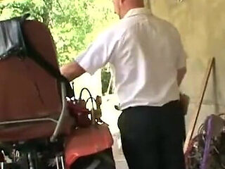 Sexy slaves tied to pole and dominated