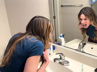 Hot Housewife Vera King Takes Huge Cumshot in Mouth While Gargling - Amateur POV